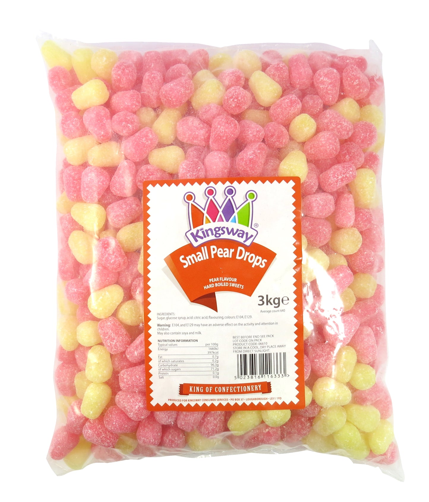 Kingsway Small Pear Drops 3kg - 1 x 3kg Bag