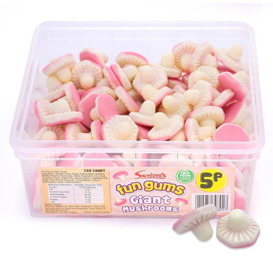 Swizzels Fun Gums Giant Mushroom 5p Tub - 1 x 720g Tub