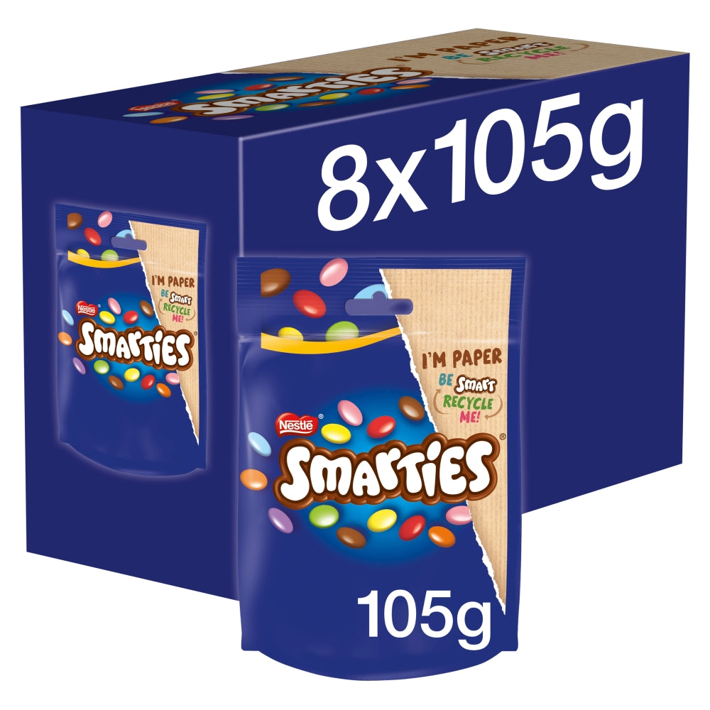 Smarties Milk Chocolate Sharing Bag 105g - 8 x 105g Bags