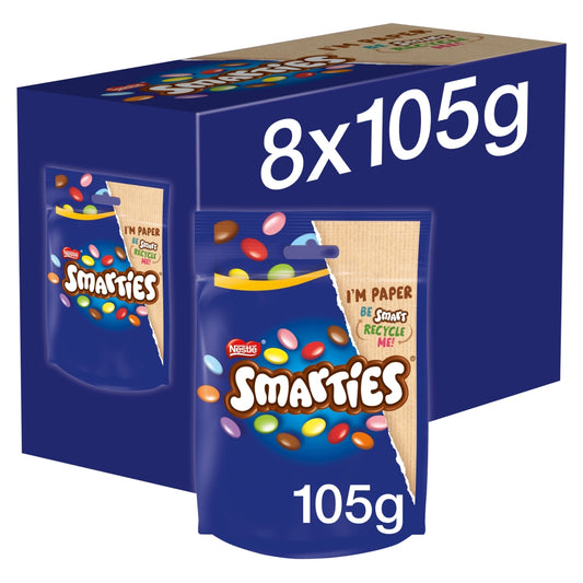 Smarties Milk Chocolate Sharing Bag 105g - 8 x 105g Bags