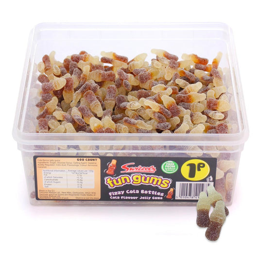 Swizzels Fun Gums Fizzy Cola Bottles 1p Tub - 1 x 720g Tub