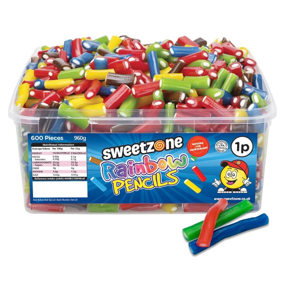 Sweetzone Rainbow Pencils 1p Tub - 1 x 960g Tub
