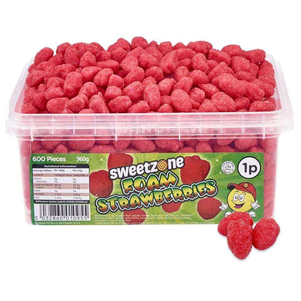 Sweetzone Foam Strawberries 1p Tub - 1 x 960g Tub