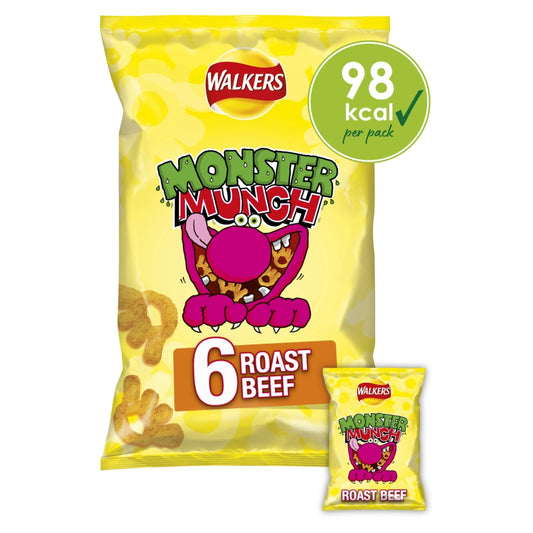 Monster Munch Roast Beef Snacks 6 Pack - 18 x (6 x 22g)