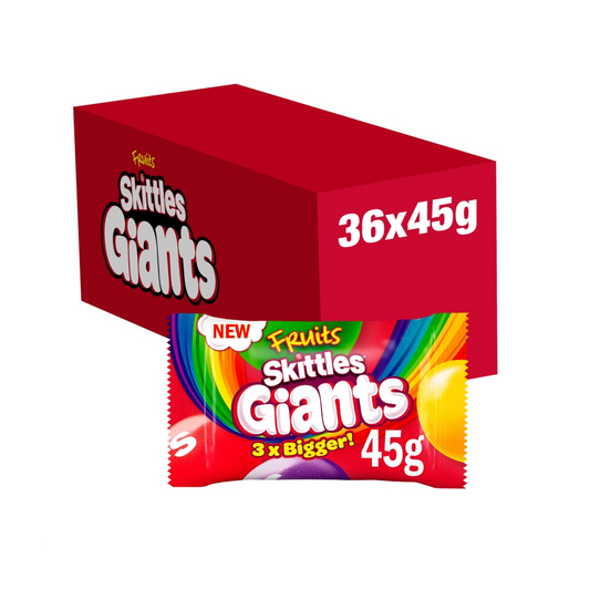 Skittles Giants Vegan Chewy Sweets Fruit Flavoured Bag 45g - 36 x 45g Bags