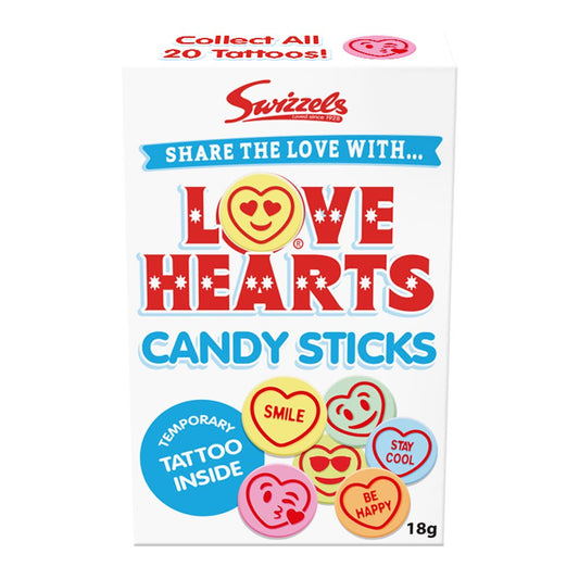 Swizzels Love Heart Candy Sticks 18g - 36 x 18g Boxes
