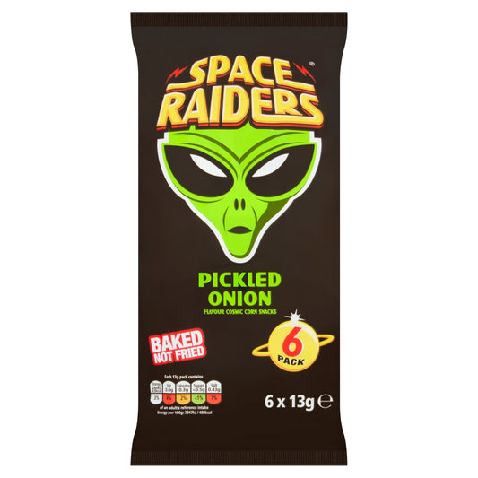 Space Raiders Pickled Onion Crisps - 6 Pack - 18 x (6 x 13g Bags)