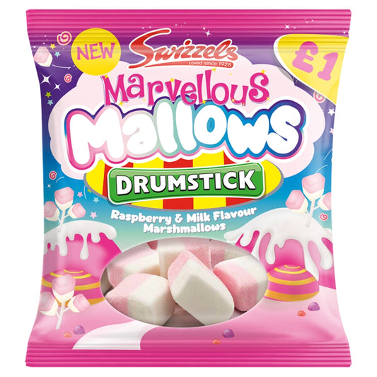 Swizzels Marvellous Mallows Drumstick Bag 110g £1 PMP - 12 x 110g Bags