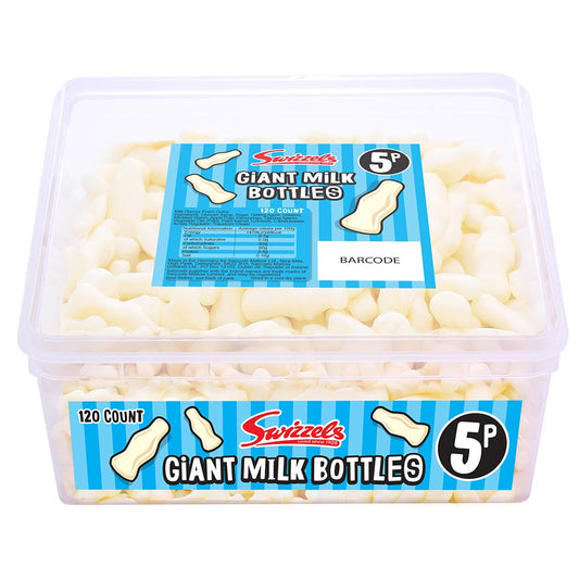 Swizzels Giant Milk Bottles 5p Tub - 1 x 576g Tub