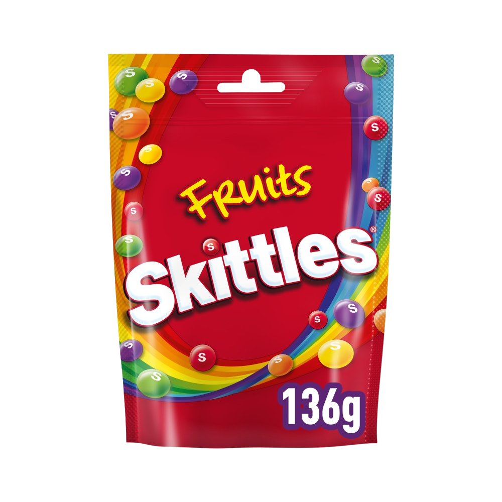 Skittles Vegan Chewy Sweets Fruit Flavoured Pouch Bag 136g - 15 x 136g Bags