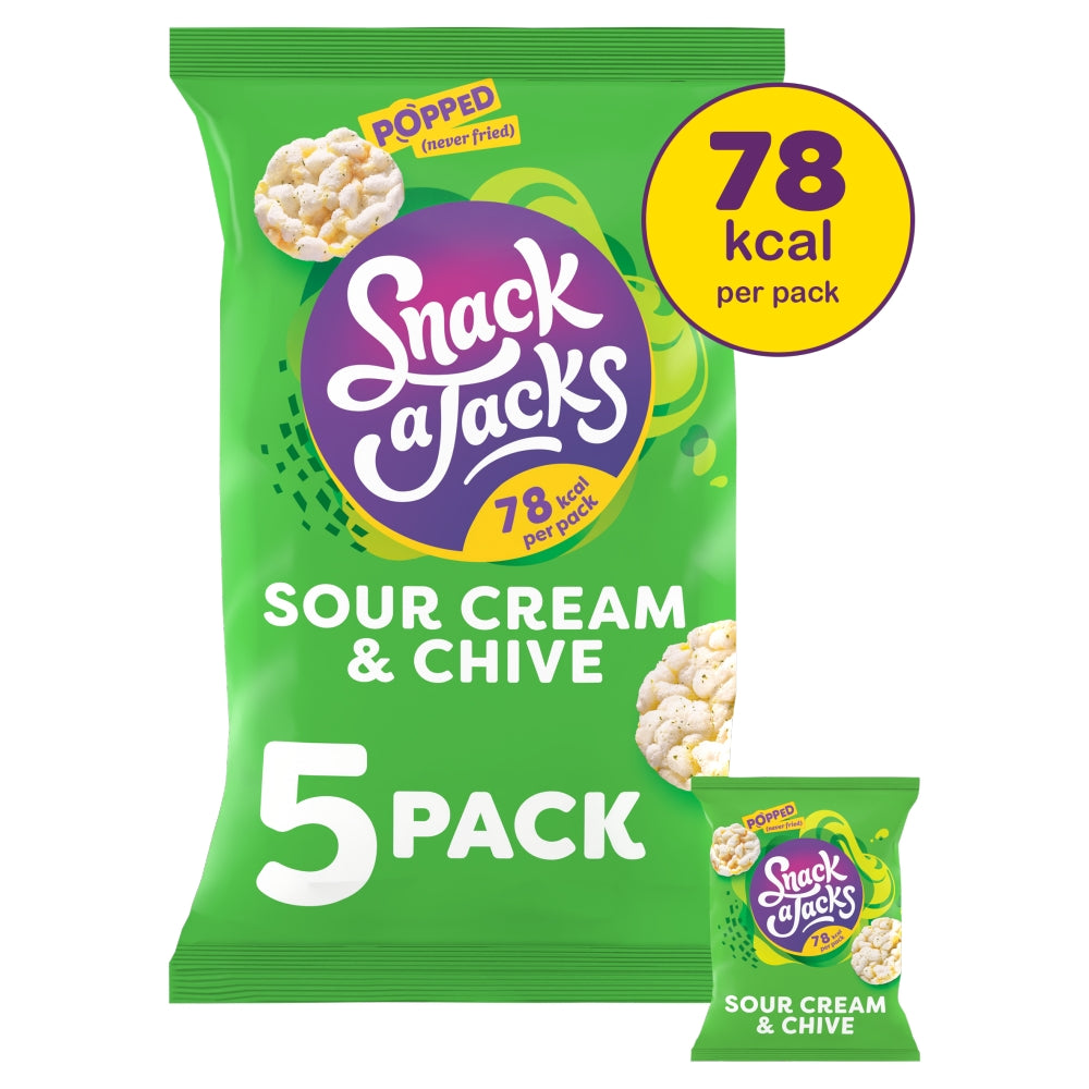 Snack a Jacks Sour Cream & Chive Rice Cakes Crisps 5 Pack - 6 x (5 x 19g)
