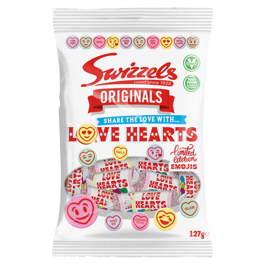 Swizzels Originals Love Hearts Bag 127g - 12 x 127g Bags