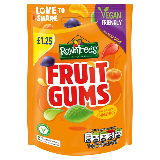 Rowntree's Fruit Gums Vegan Friendly Sweets Sharing Bag 120g PMP £1. 25 - 10 x 120g Bags