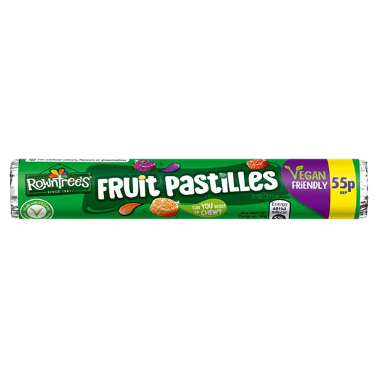 Rowntree's Fruit Pastilles Vegan Friendly Sweets Tube 50g 55p PMP - 32 x 50g Packs