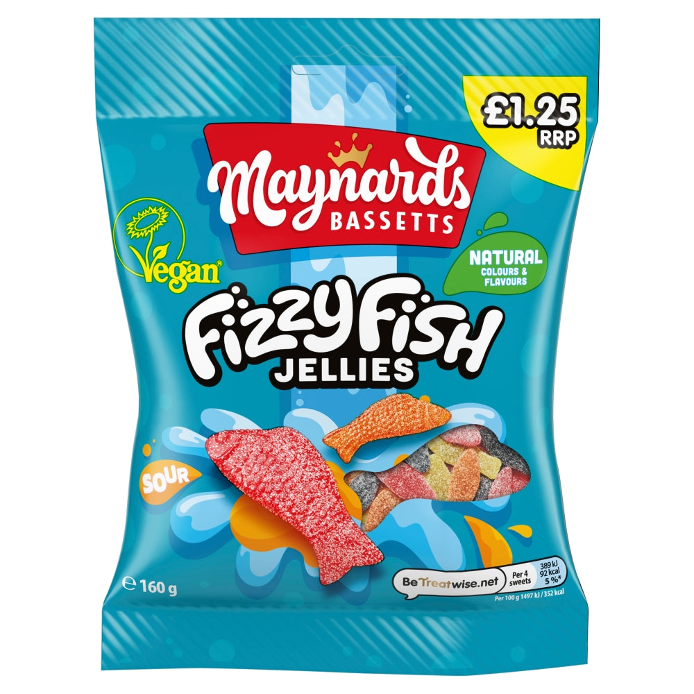 Maynards Bassetts Fizzy Fish Jellies 160g £1. 25 PMP - 12 x 160g Bags
