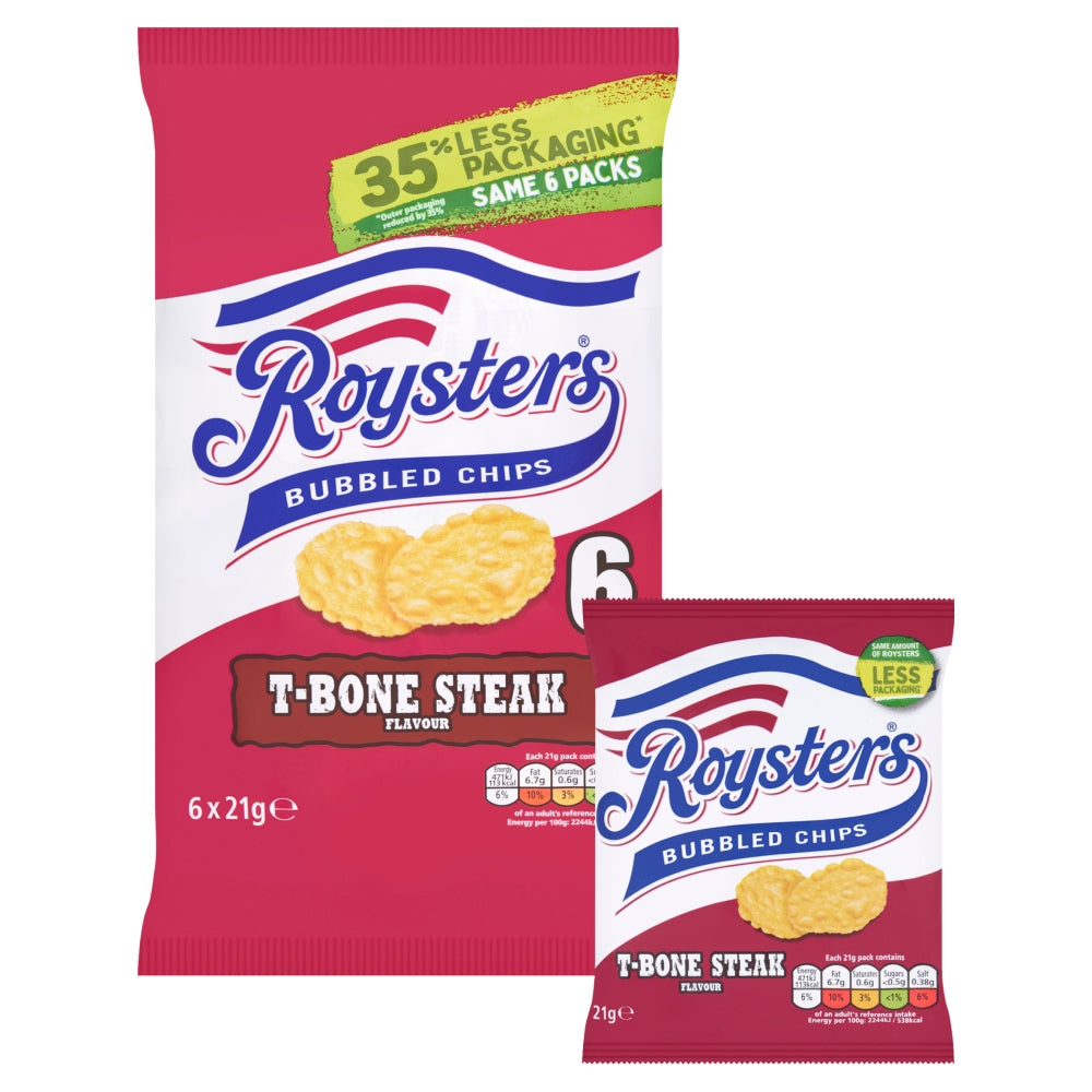 Roysters T-Bone Steak Flavour Crisps 6 Pack - 28 x (6 x 25. 5g)