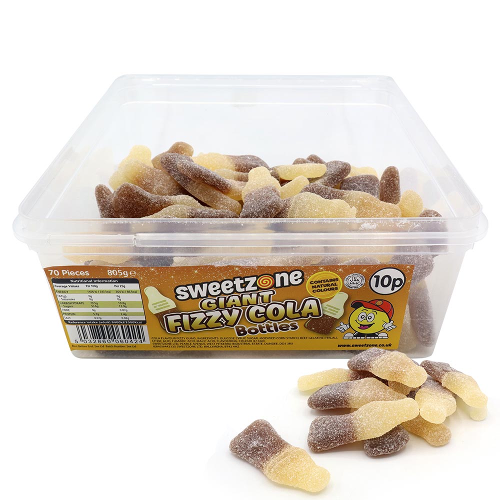 Sweetzone Giant Fizzy Cola Bottles 10p Tub 805g - 1 x 800g Tub