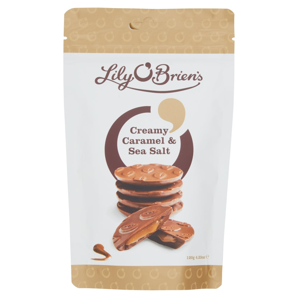 Lily O'Brien's Creamy Caramel & Sea Salt Discs Bag 120g - 6 x 120g Bags