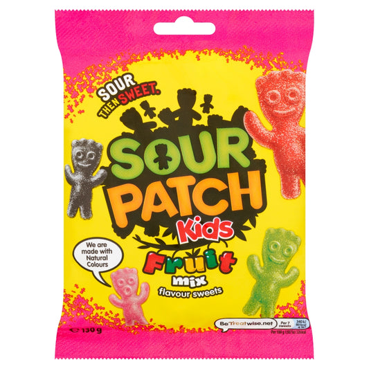 Sour Patch Kids Fruit Mix Flavour Sweets Bag 130g - 10 x 130g Bags