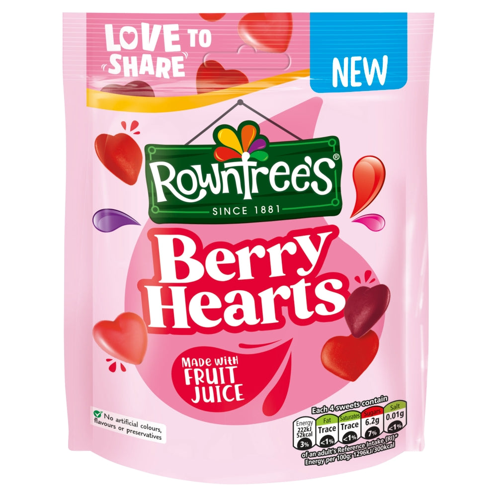 Rowntree's Berry Hearts Bag 115g - 10 x 115g Bags