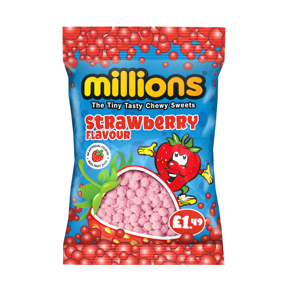 Millions Strawberry Bag 110g £1. 49 PMP - 12 x 110g Bags