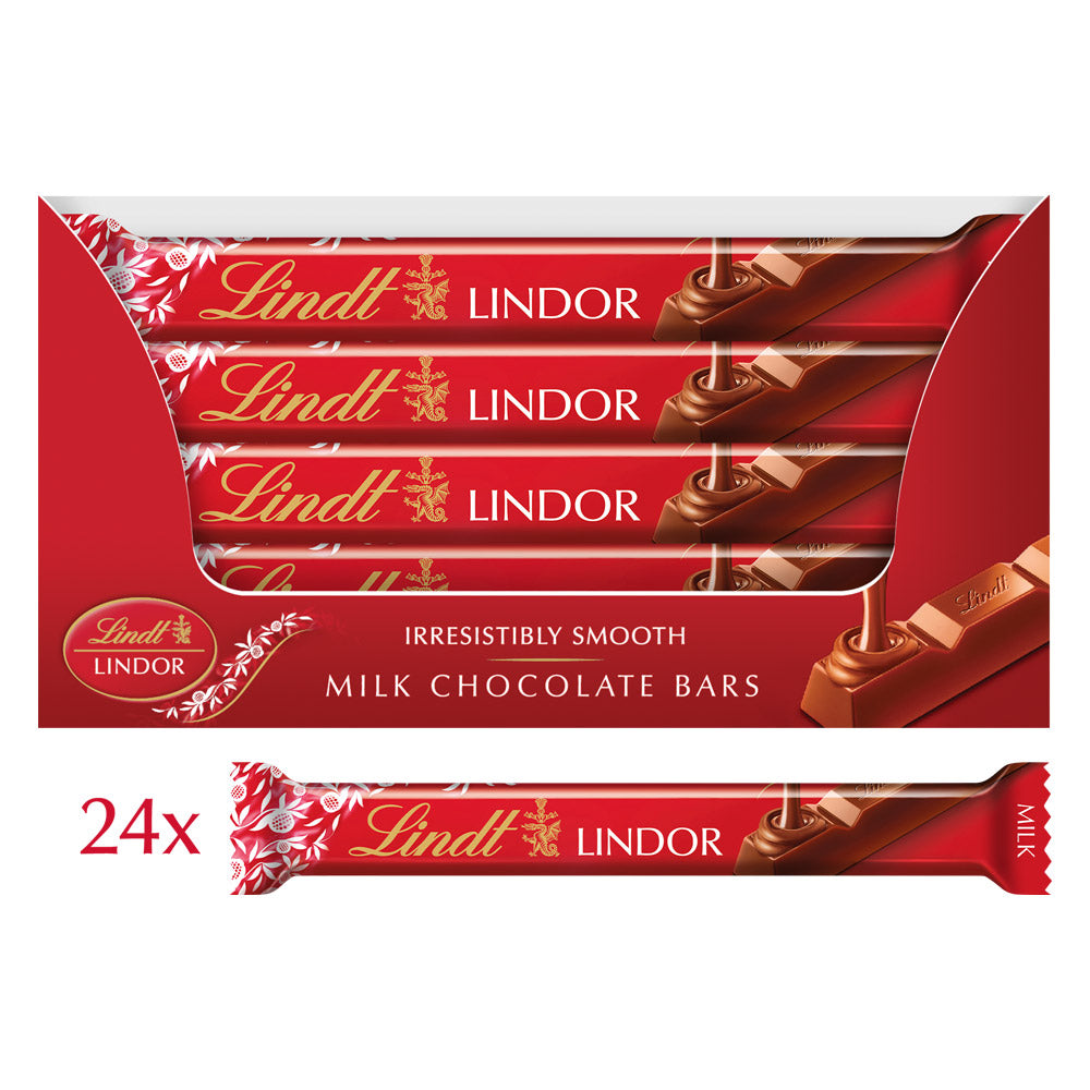 Lindt Lindor Milk Chocolate Treat Bar 38g - 24 x 38g Bars