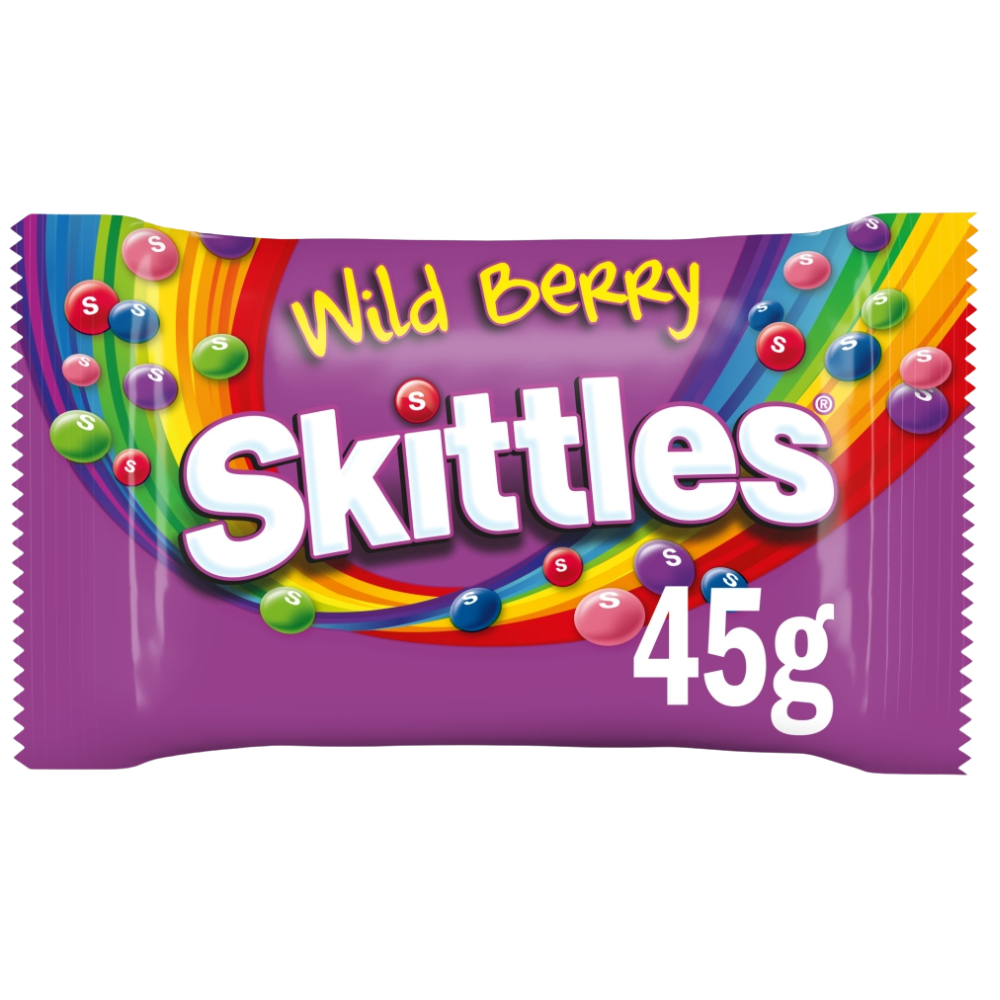 Skittles Vegan Chewy Sweets Wild Berry Fruit Flavoured Bag 45g - 36 x 45g Bags