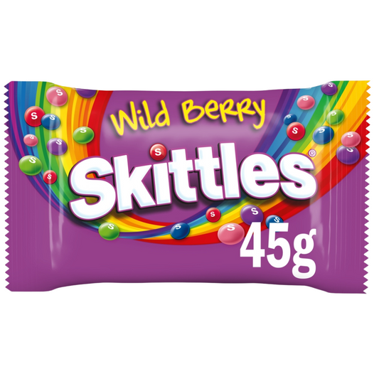 Skittles Vegan Chewy Sweets Wild Berry Fruit Flavoured Bag 45g - 36 x 45g Bags