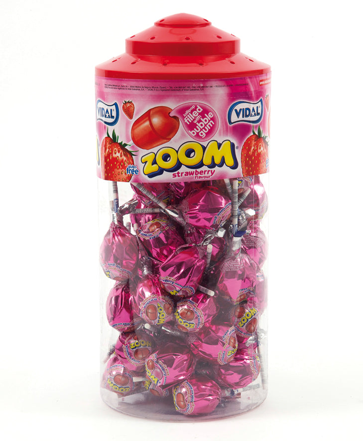 Vidal Mega Zoom Strawberry Lollipops Jar - 1 x 1. 5kg Jar