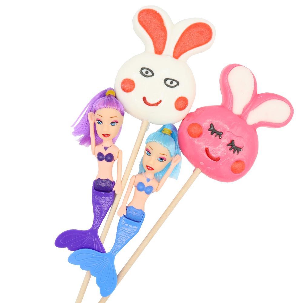 Kandy Kandy Bunny Lollipop & Mermaid Toy 85g - 12 x 85g Lollipops