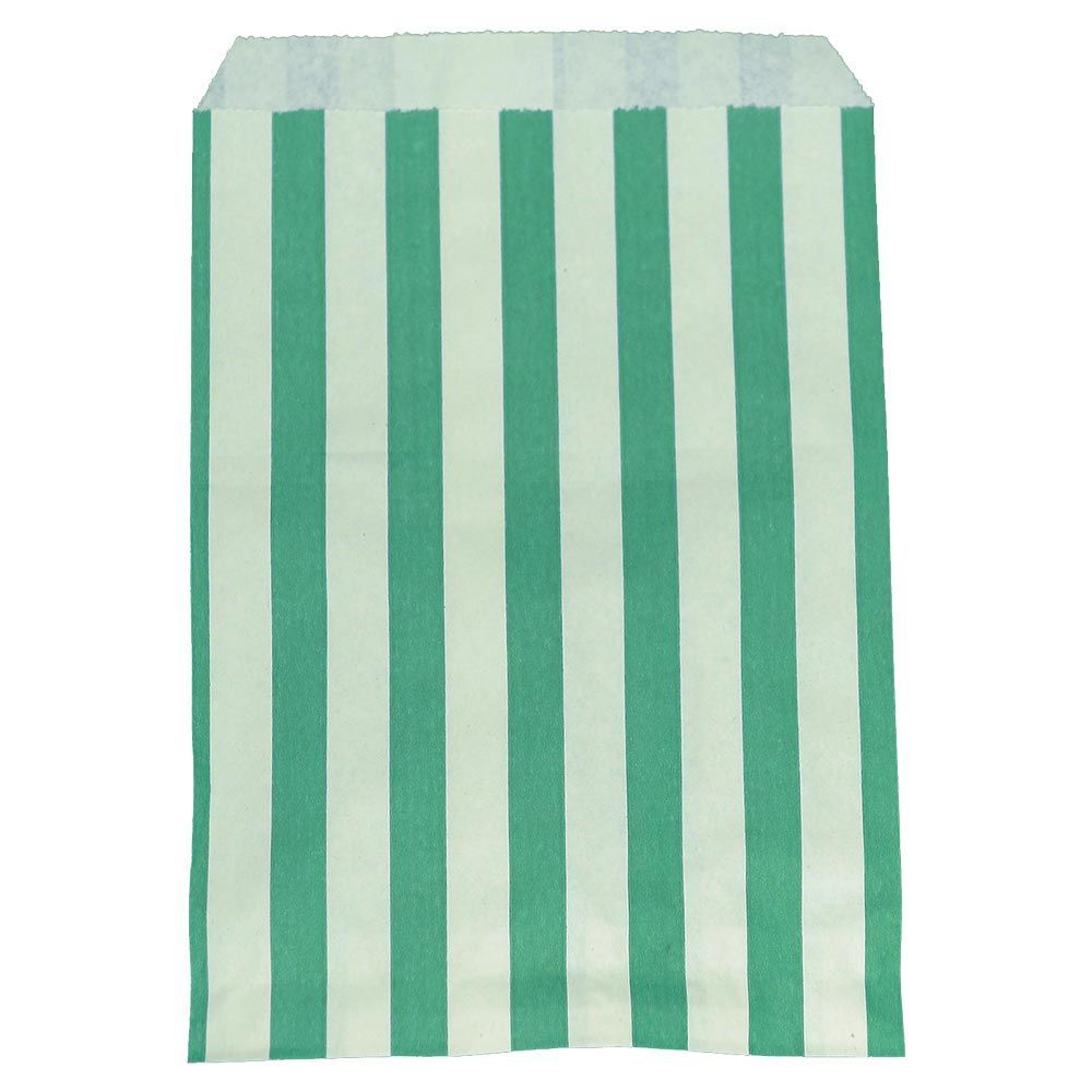 Green & White Candy Striped Paper Bags - 1000 Bags