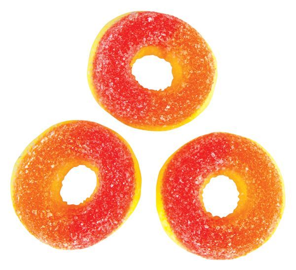 Fundy Gummy Mini Peach Rings 2kg - 1 x 2kg Bag