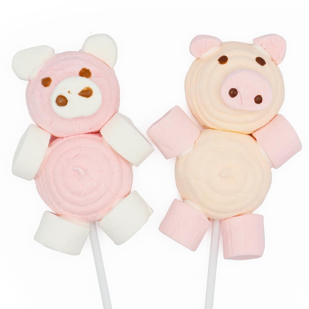 Kandy Kandy Pig Mallow Lollies 28g - 24 x 28g Lollipops