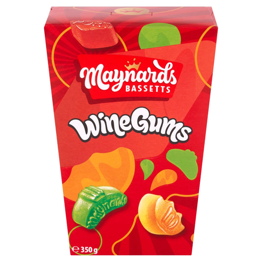 Maynards Bassetts Wine Gums Sweets Carton 350g - 1 x 350g Box