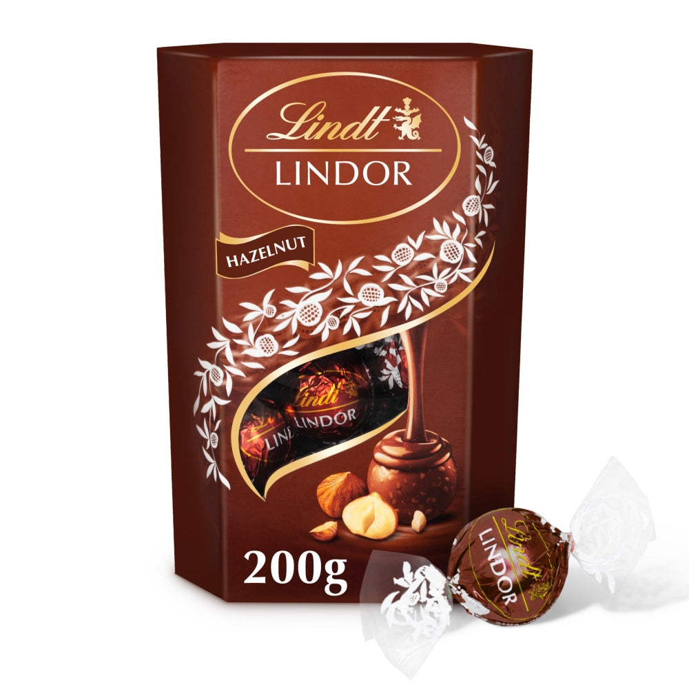 Lindt Lindor Hazelnut Truffles Chocolate Truffles 200g - 1 x 200g Box
