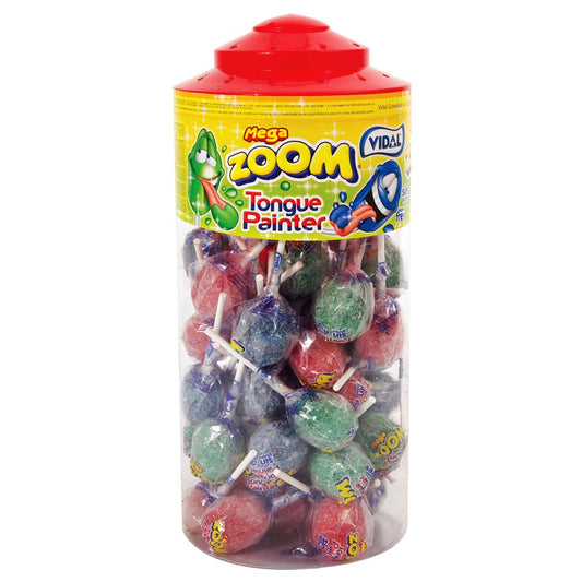 Vidal Mega Zoom Tongue Painter Lollies - 1 x 1. 62kg Tub