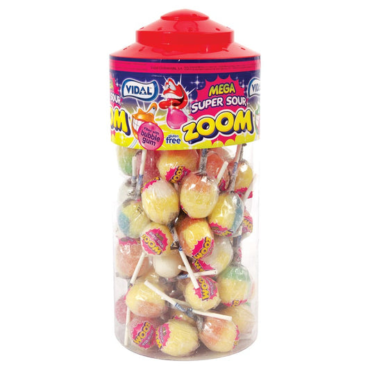 Vidal Super Sour Mega Zoom Lollies - 1 x 1. 58kg Tub