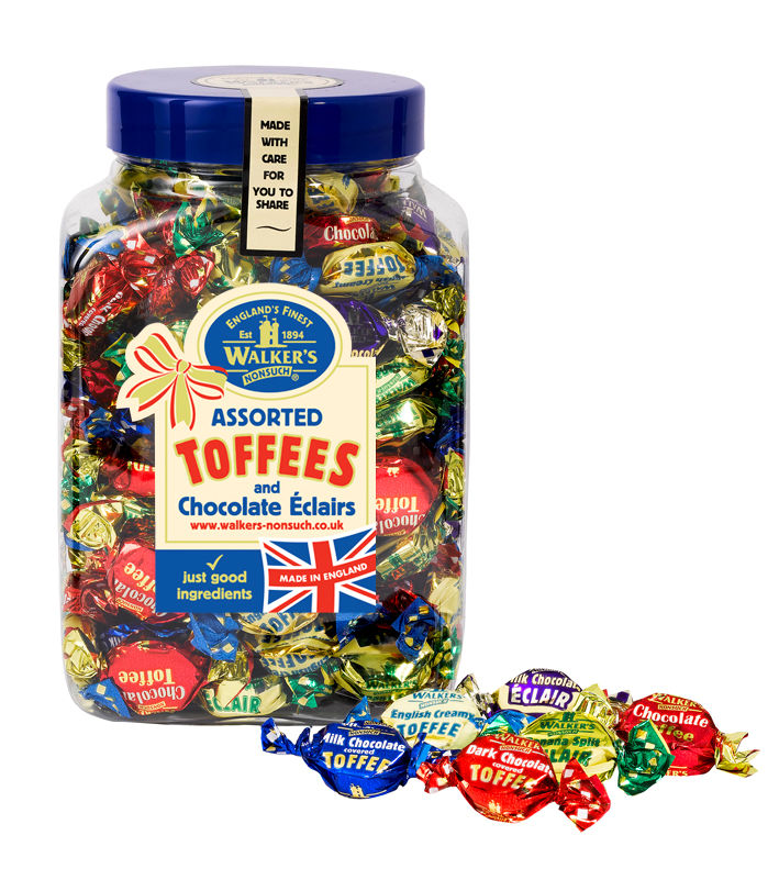 Walker's Nonsuch Assorted Toffee & Chocolate Eclairs Jar 1. 25kg - 1 x 1. 25kg Jar