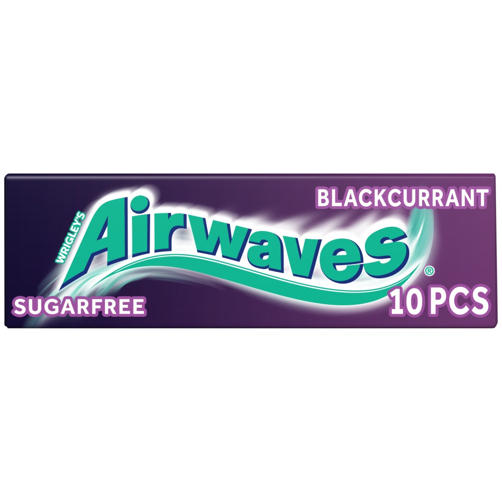 Airwaves Blackcurrant Flavour Sugarfree Chewing Gum 10 Pieces - 30 x 14g Packs