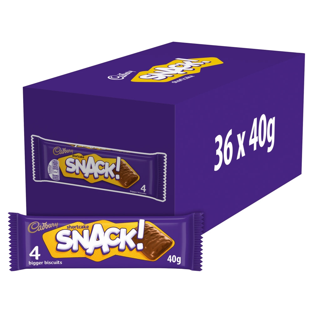 Cadbury Snack Shortcake Chocolate Biscuit 40g - 36 x 40g Packs