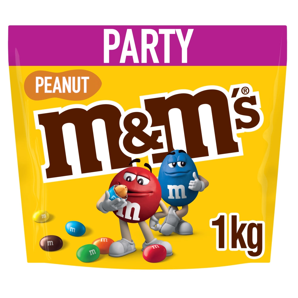 M&M's Crunchy Peanut & Milk Chocolate Party Mix Bulk Snack Bag 1kg - 1 x 1kg Bag