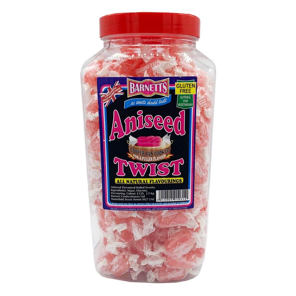 Barnetts Aniseed Twists Jar 2. 5kg - 1 x 2. 5kg Jar