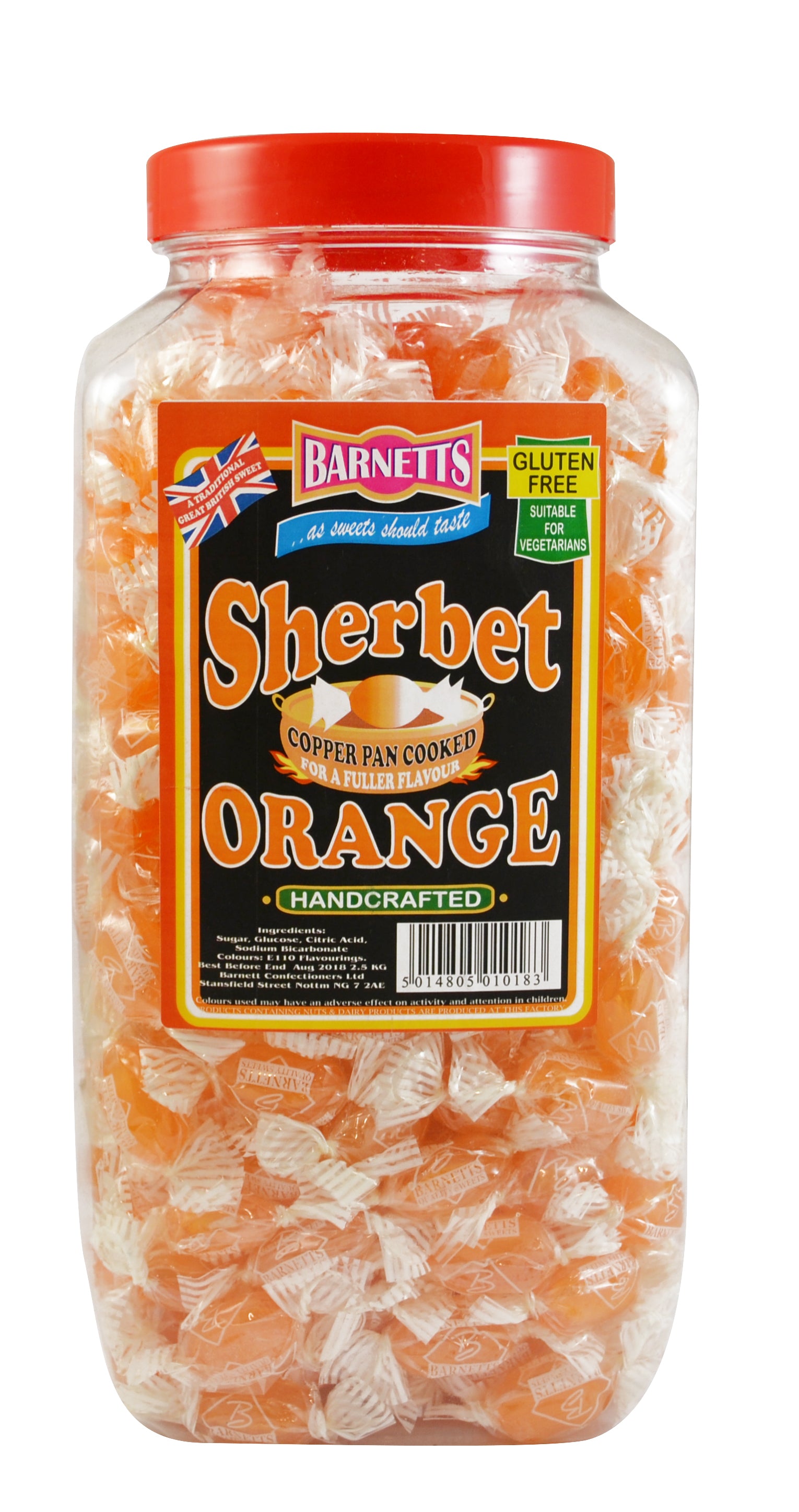 Barnetts Sherbet Orange Jar 2. 5kg - 1 x 2. 5kg Jar
