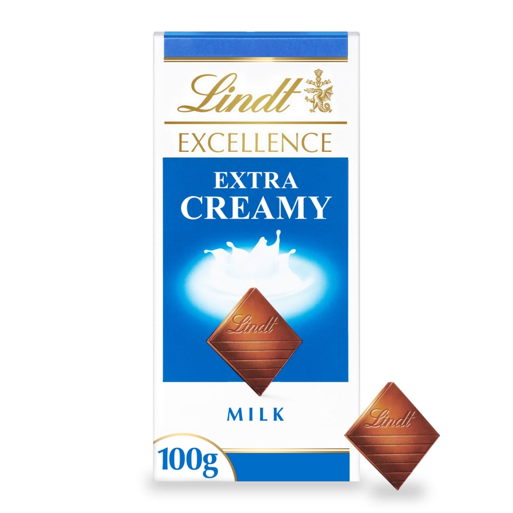 Lindt Excellence Milk Extra Creamy Chocolate Bar 100g - 20 x 100g Bars