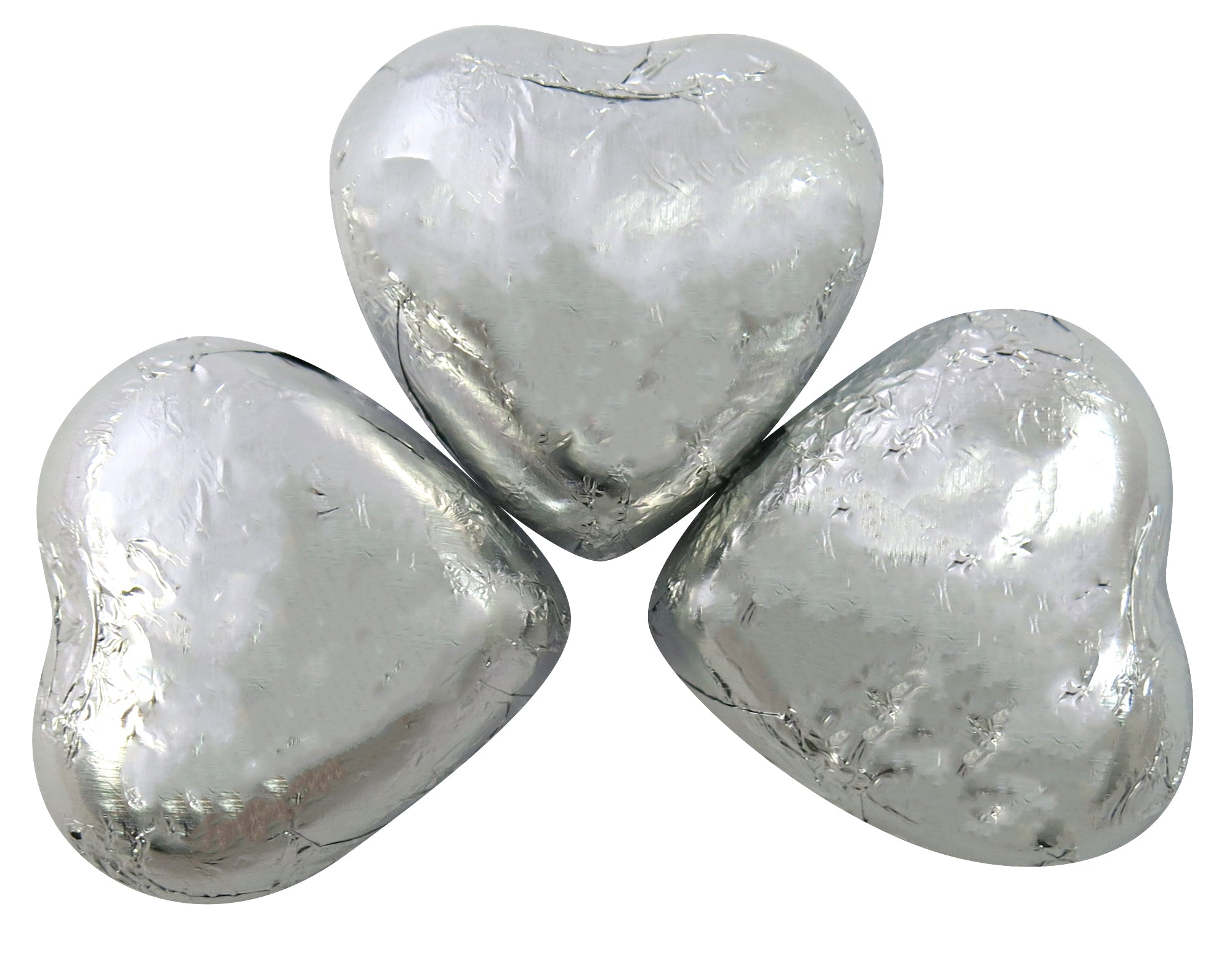 Kingsway Silver Foil Milk Chocolate Hearts 1kg - 1 x 1kg Bag