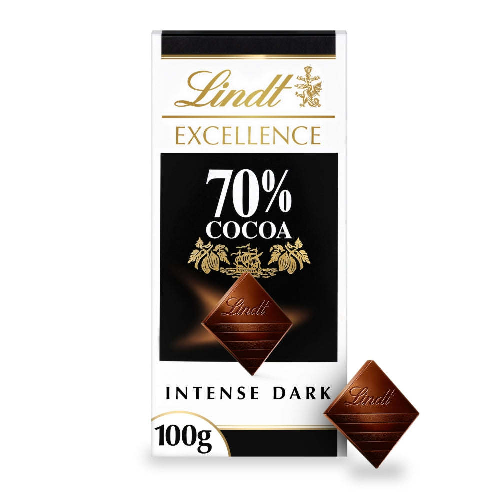 Lindt Excellence Dark 70% Cocoa Chocolate Bar 100g - 20 x 100g Bars
