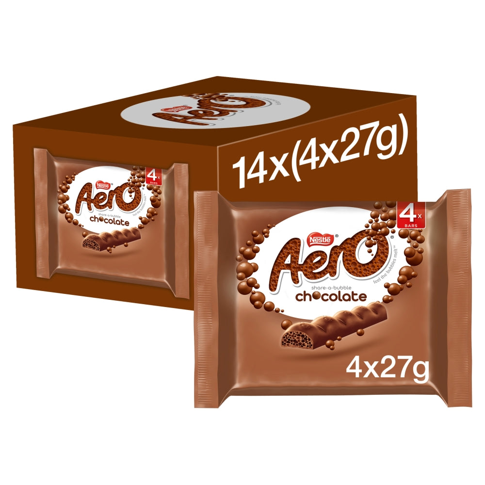Aero Bubbly Milk Chocolate Bar Multipack 27g 4 Pack - 14 x 108g Multipack