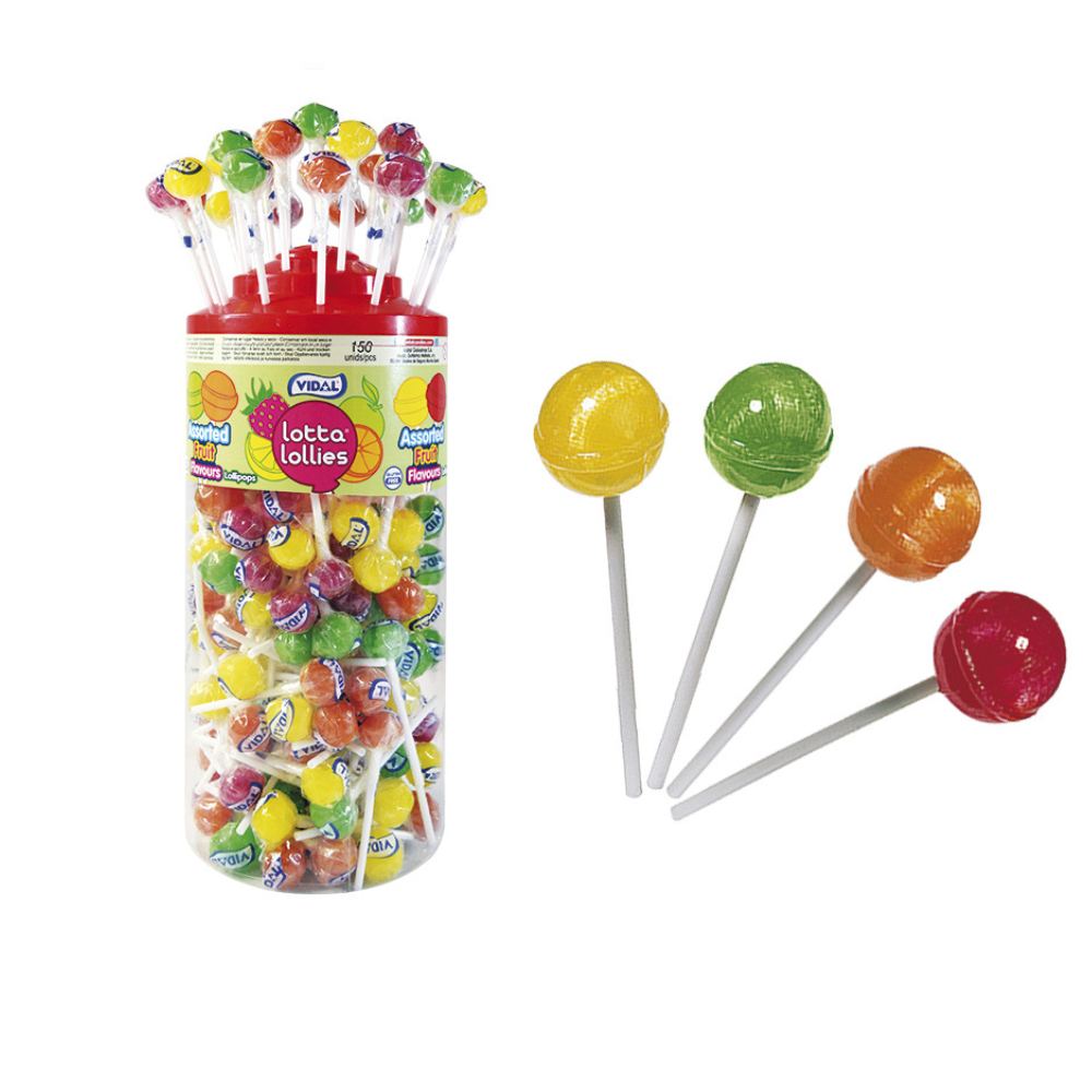 Vidal Assorted Fruits Lollipops - 1 x 1kg Tub