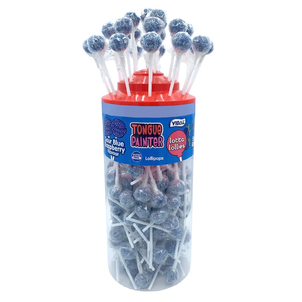 Vidal Lotta Lollies Blue Raspberry Lollipops - 1 x 1kg Tub