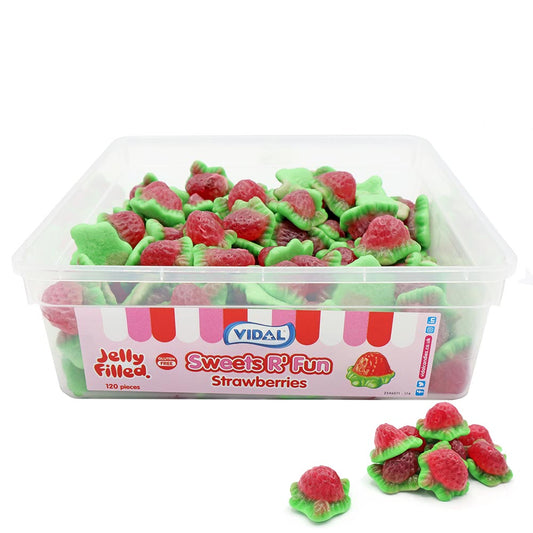 Vidal Jelly Filled Strawberries 5p Tub - 1 x 780g Tub